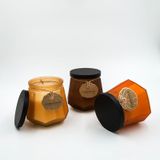 Hexagon-Shaped Glass Candle Jar With Orange Spraying