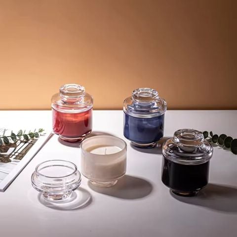 Artfully Designed Glass Candle Jar With Lid