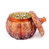 Pumpkin-Shaped Glass Candle Jar With Inner Electroplating
