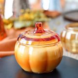 Pumpkin-Shaped Glass Candle Jar With Transparent Spraying
