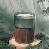 Glass Candle Jar With Wood Holder