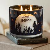 Classic Glass Candle Jar With A Halloween Theme