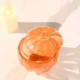 Pumpkin-Shaped Glass Candle Jar With Transparent Orange Spraying