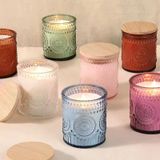 Classic Glass Candle Jar With Flower Pattern