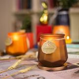 Hexagon-Shaped Glass Candle Jar With Orange Spraying