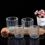 Short Glass Candle Jar With Stripe Decoration