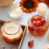 Pumpkin-Shaped Glass Candle Jar With Transparent Spraying