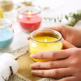 Simple Glass Candle Jar With Colorful Wax
