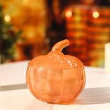 Pumpkin-Shaped Glass Candle Jar With Transparent Orange Spraying