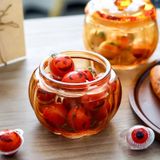 Pumpkin-Shaped Glass Candle Jar With Transparent Spraying