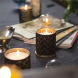 Glass Candle Jar With Line Decoration