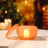 Pumpkin-Shaped Glass Candle Jar With Transparent Orange Spraying