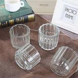 Short Glass Candle Jar With Stripe Decoration