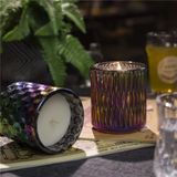 Unique Pattern Glass Candle Jar With Ionized Effect