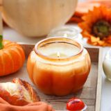 Pumpkin-Shaped Glass Candle Jar With Transparent Spraying