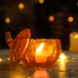 Pumpkin-Shaped Glass Candle Jar With Transparent Orange Spraying