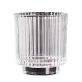 Short Glass Candle Jar With Stripe Decoration