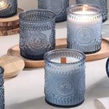 Classic Glass Candle Jar With Flower Pattern