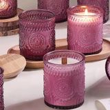 Classic Glass Candle Jar With Flower Pattern