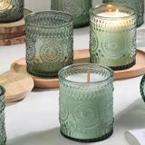 Classic Glass Candle Jar With Flower Pattern