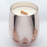 Glass Candle Jar With Tree Electroplating Effect