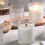 Classic Glass Candle Jar With Flower Pattern