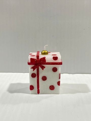 New Present Box With Red Dot Shaped Wax