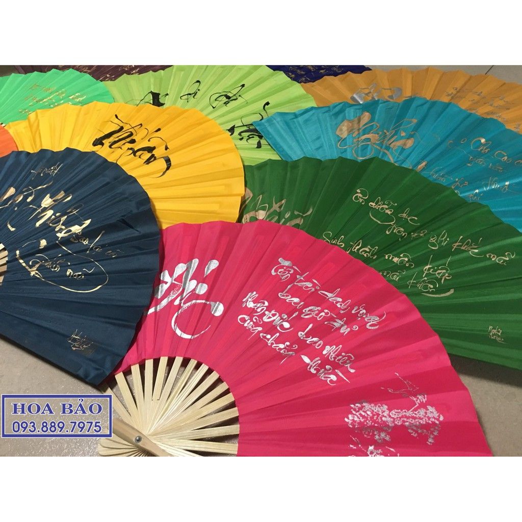  QUẠT VẢI THƯ PHÁP - BỀN&ĐẸP - size Đại và size Trung 