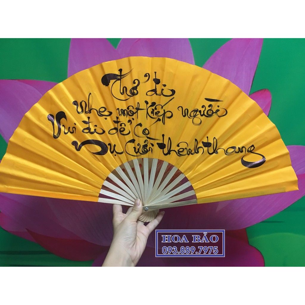  QUẠT VẢI THƯ PHÁP - BỀN&ĐẸP - size Đại và size Trung 