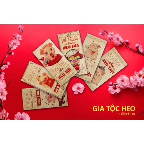  [MUA 5 SET TẶNG 1 SET] BAO LÌ XÌ GIA TỘC HEO- CỰC ĐẸP 2019 