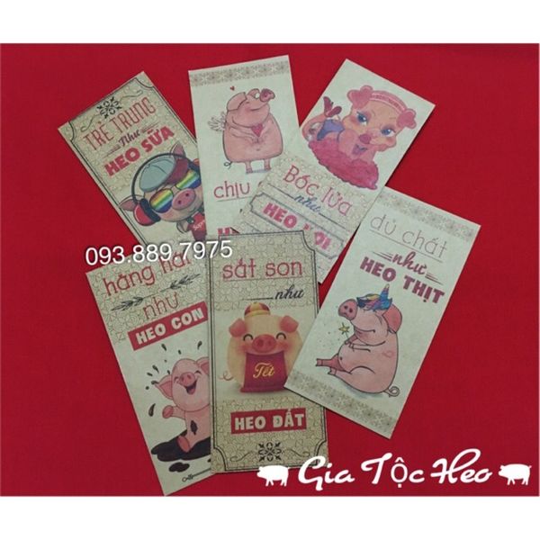  [MUA 5 SET TẶNG 1 SET] BAO LÌ XÌ GIA TỘC HEO- CỰC ĐẸP 2019 