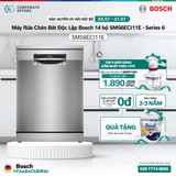 Máy Rửa Chén Bát Độc Lập Bosch 14 bộ SMS6ECI11E -  Series 6
