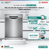 Máy rửa chén độc lập Bosch 14 bộ SMS4HMI07E - Series 4 (60cm, màu inox)