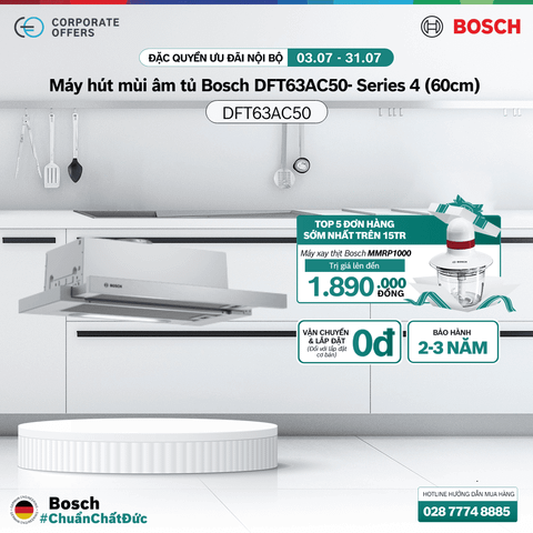 Máy hút mùi âm tủ Bosch DFT63AC50 - Series 4 (60cm)