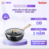 Chảo nồi Tefal có nắp đa năng 3 trong 1 - 22cm, đen - URBOX