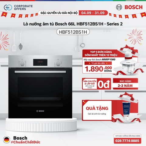 Lò nướng âm tủ Bosch 66L HBF512BS1H - Series 2