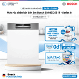 Máy rửa chén bát bán âm Bosch SMI8ZDS81T - Series 8