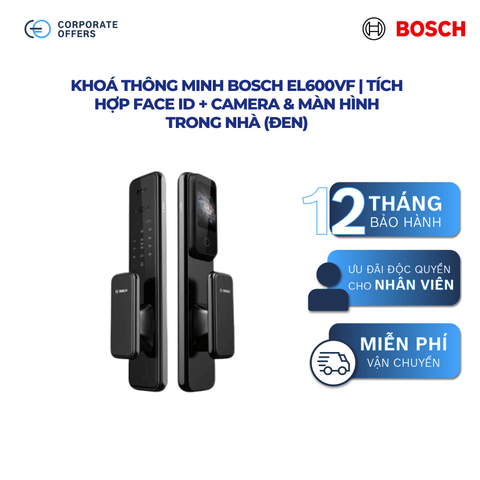 Khoá Thông Minh Bosch EL600VF | Tích Hợp Face ID + Camera & Màn Hình Trong Nhà (Đen)