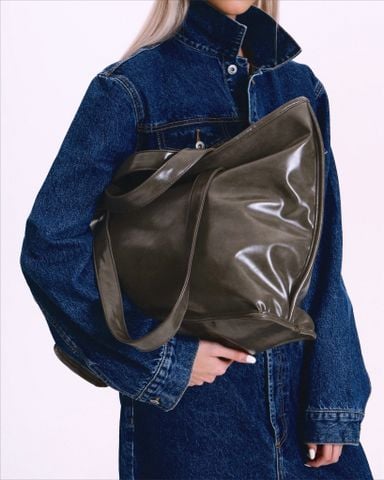  Andiamo Faux Leather Tote Bag - Storm Gray 