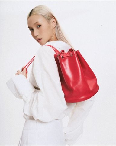  NAPPA LEATHER NUCKET BAG - RED 
