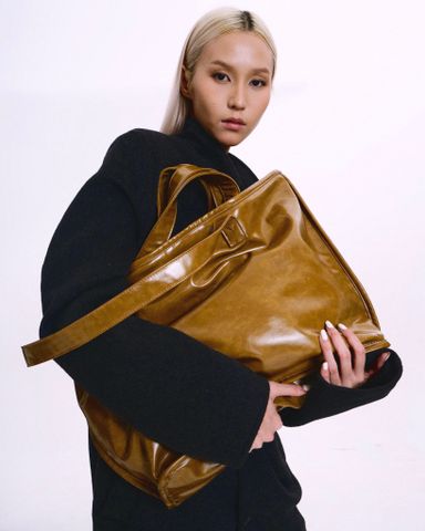  Andiamo Faux Leather Tote Bag - Caramel 