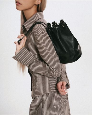  NAPPA LEATHER NUCKET BAG - BLACK 