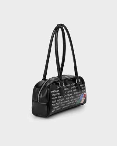 Beau Handle Bag - Black - City Printed 