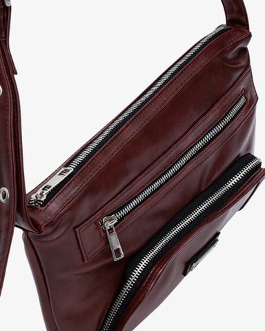  Pillow Outer Pocket Zip Bag - Burgundy Red 