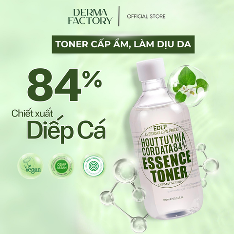  Nước cân bằng diếp cá làm dịu cấp ẩm da Derma Factory Houttuynia Cordata 84% Essence Toner 300ml 