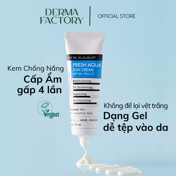  Kem chống nắng dạng Gel Dưỡng Ẩm DERMA FACTORY Fresh Aqua Sun Cream 50g 