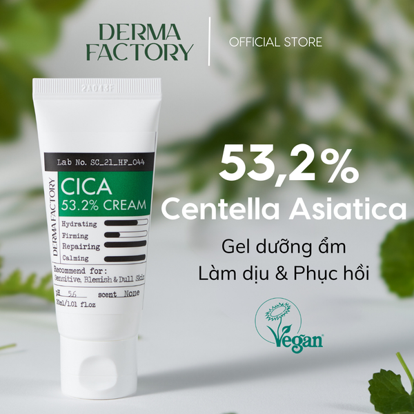 Kem dưỡng rau má (Centella Asiatica) Derma Factory CICA 53.2% Cream 30ml 