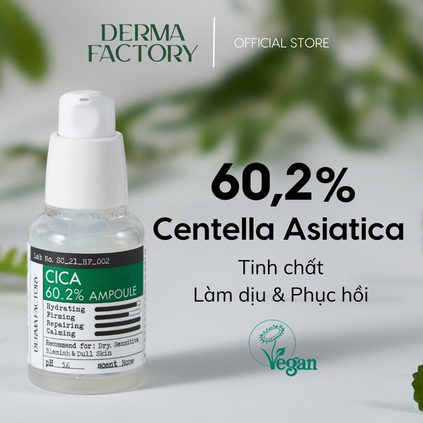  Huyết thanh rau má (Centella Asiatica) Derma Factory CICA 60.2% Ampoule 30ml 