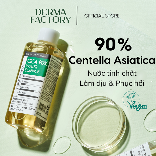  Nước tinh chất rau má cấp ẩm, làm dịu mẩn đỏ (Centella Asiatica) Derma Factory Cica 90% Water Essence 150ml 