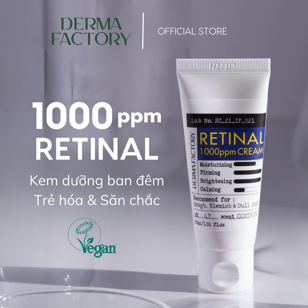  Kem dưỡng ban đêm chống lão hóa Derma Factory Retinal 1000ppm Cream 30ml 